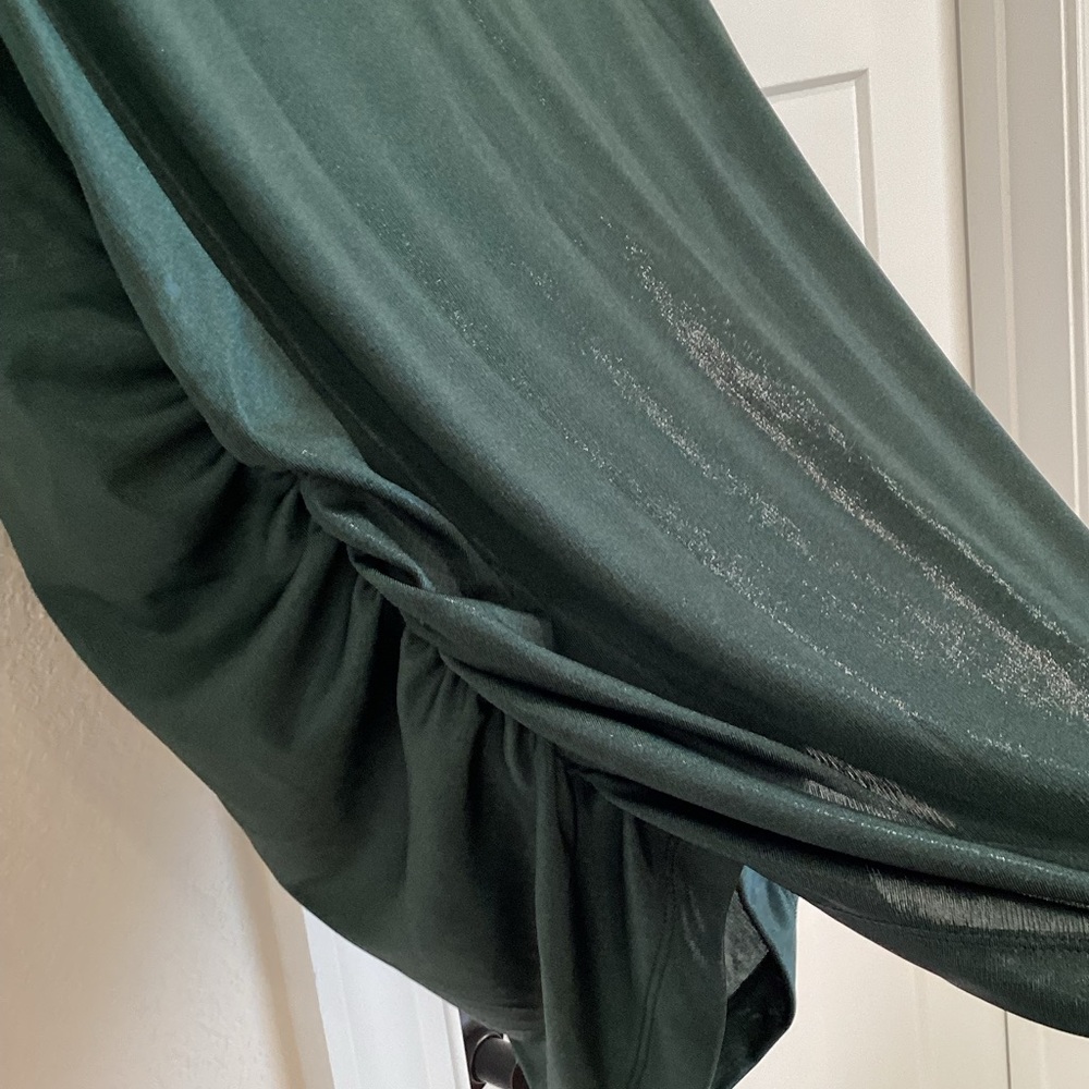 Anthropologie Mock-Neck Ruched Dressy Shine Sleeveless Blouse Maeve XL Green NWT - Picture 11 of 13